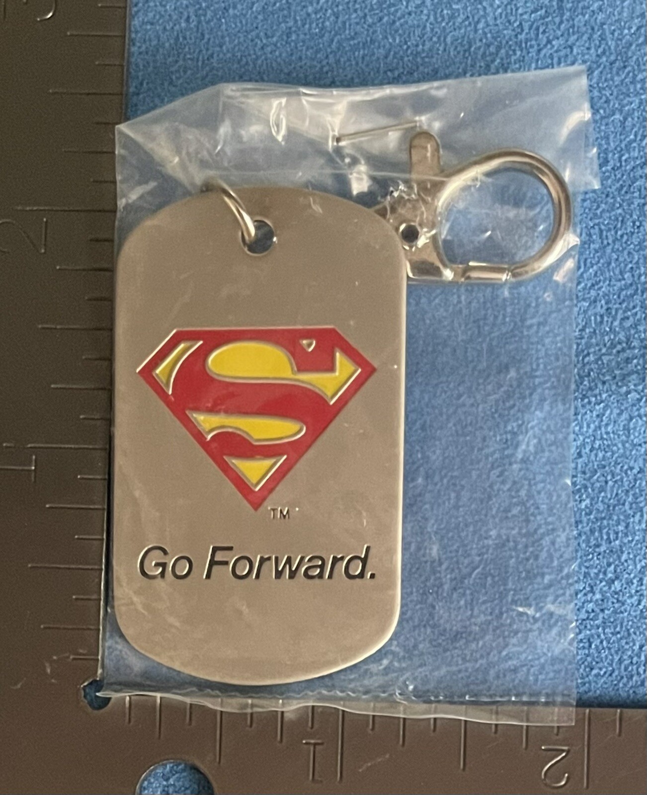 Christopher Reeve Foundation, Superman “Go Forward.” Keychain, Dog Tag TM & DC