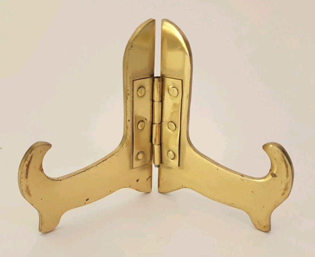 Sturdy Brass Vintage Small Picture Display Easel Stand 3” x 4.5”