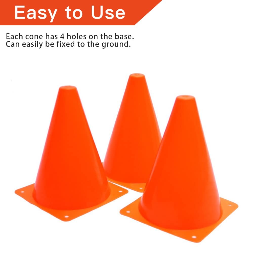 Multipurpose Training Cones Set of 12, Soft & Durable Traffic Cone for Safety...