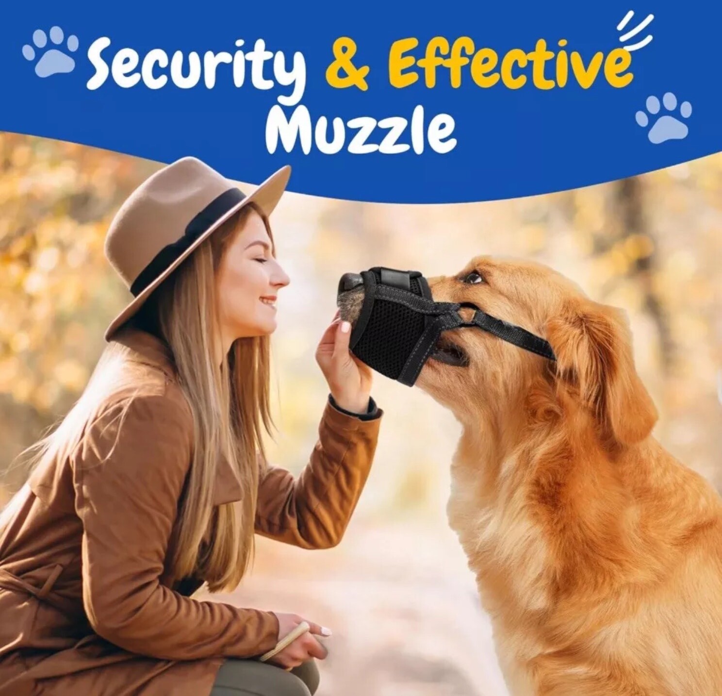 PawWares Dog Muzzle Soft Nylon Adjustable-Breathable-Drinkable | BLACK X-LARGE