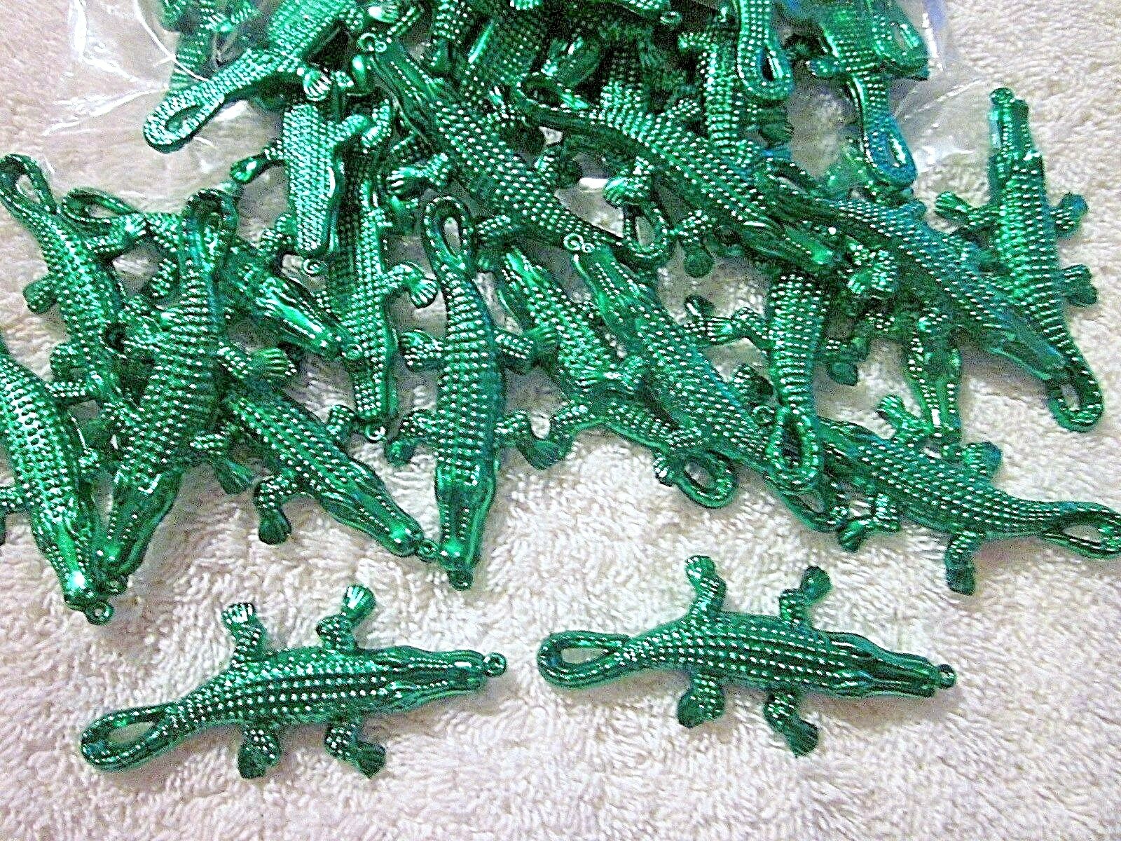 3 DOZEN (36 pieces) "GREEN ALLIGATOR TRINKETS" 70mm - BULK CRAFTS SHINY GATORS