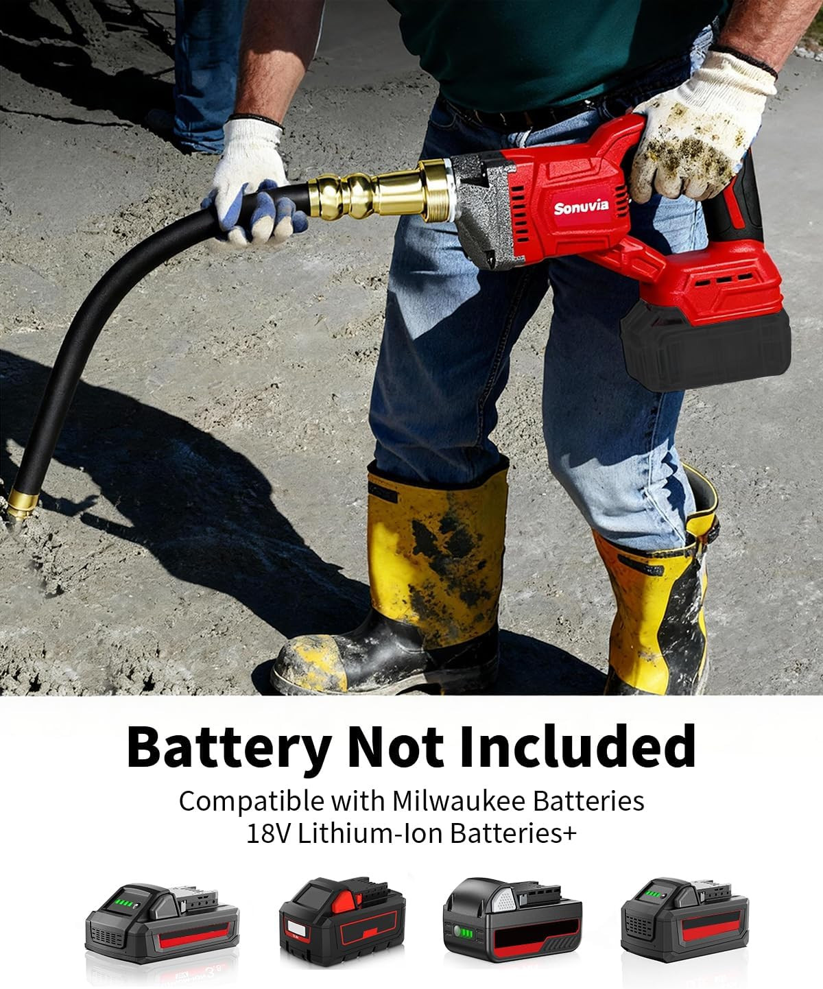 Cordless Concrete Vibrating Tool Compatible with Milwaukee 18V Battery, 600W Pow