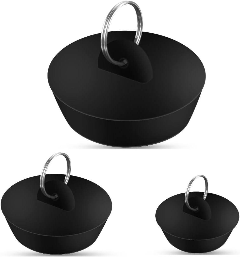 3 Pieces Drain Stopper Tub Stopper for Kitchen Bathroom Bar Rubber Bathtub Sink