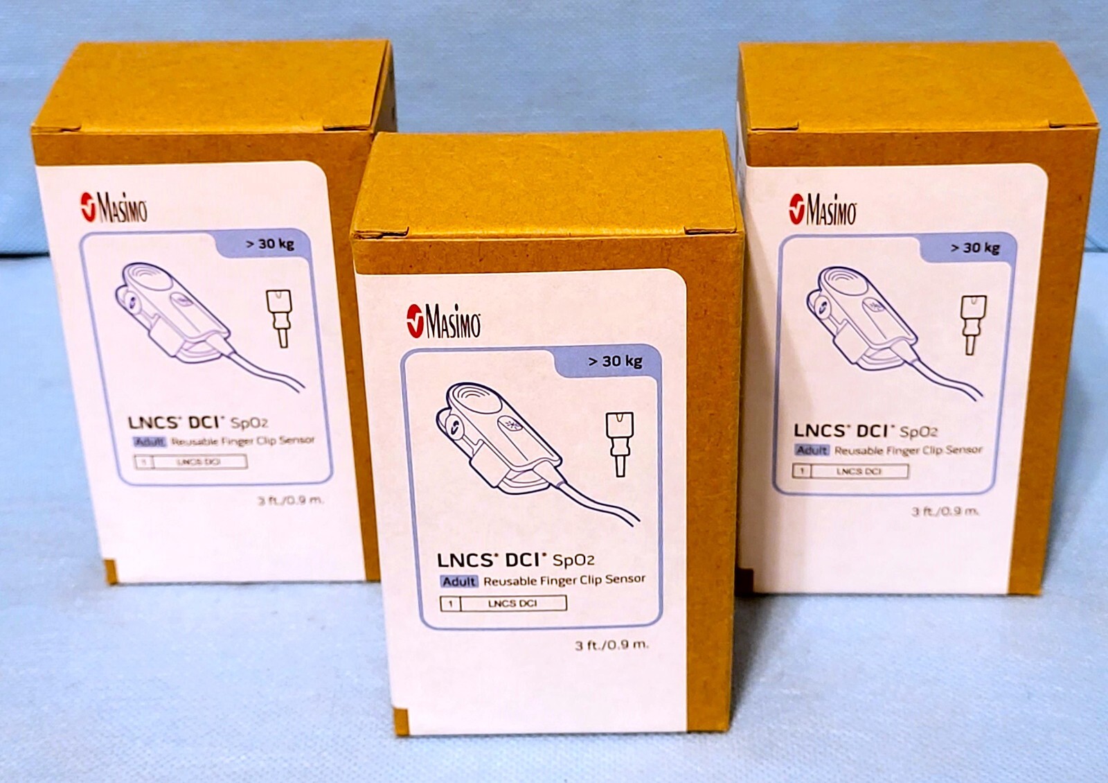 LOT of 3 Masimo LNCS DCI Adult Reusable SpO2 Sensor - REF 1863 NEW