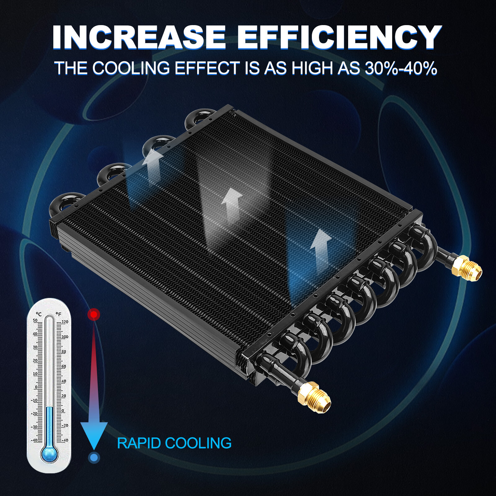 16 Pass 1/2" Transmission Cooler 8AN Tube Fin Cooler Air Compressor Aftercooler