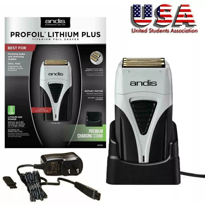 NEW Andis #17200 Titanium Foil Shaver Profoil Lithium Plus Razor + Charging Dock