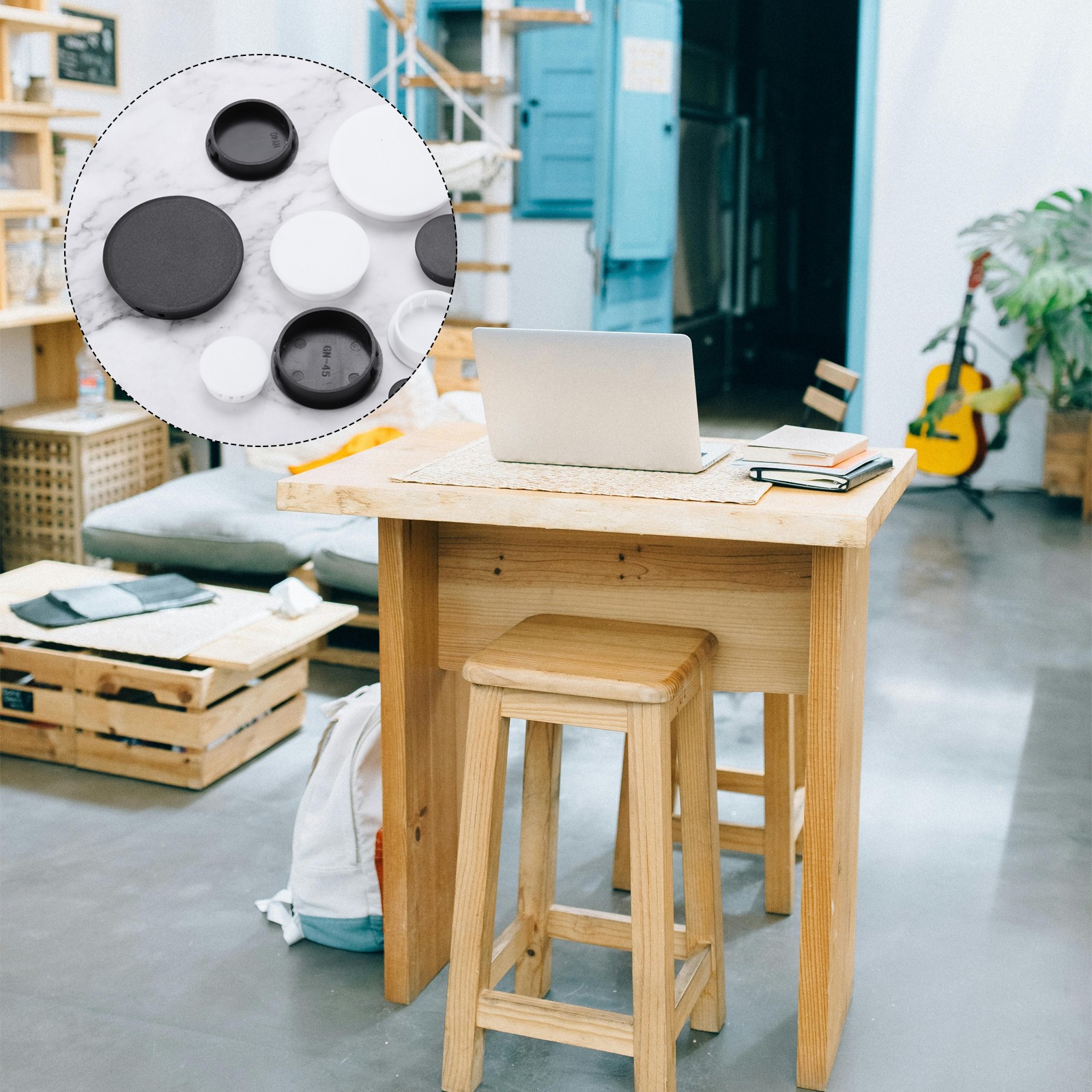 32Pcs 7mm(1/4") Black Nylon Plastic Round Locking Hole Plugs Insert End Caps