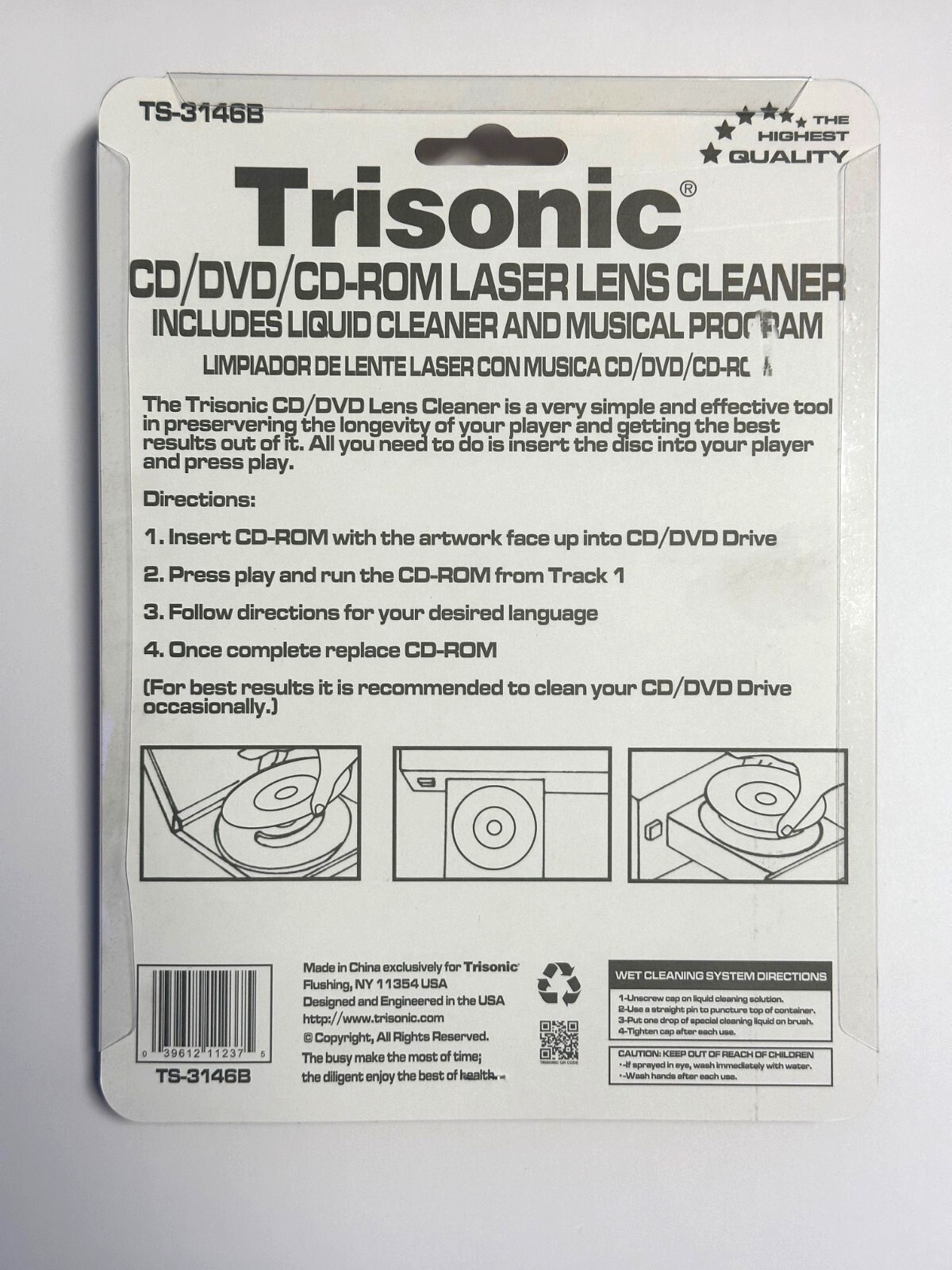 CD DVD Blu-Ray Player LASER LENS CLEANER Cleaning Disc w/Fluid Xbox PS2 PS3, etc