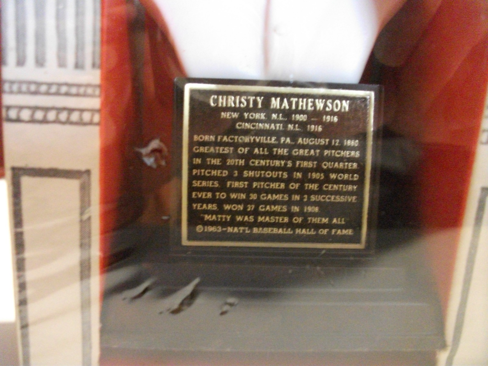 Christy Mathewson 1963 Baseball Sports Hall Of Fame Bust In Box Immortal Stars