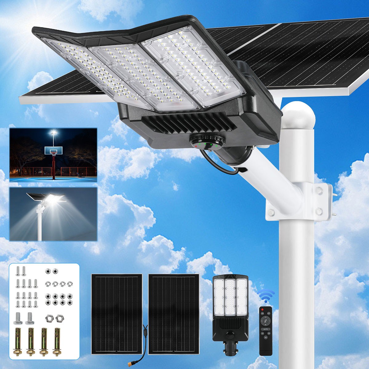 16000W Commercial Outdoor Solar Street Lights Dusk to Dawn parking lot Lights