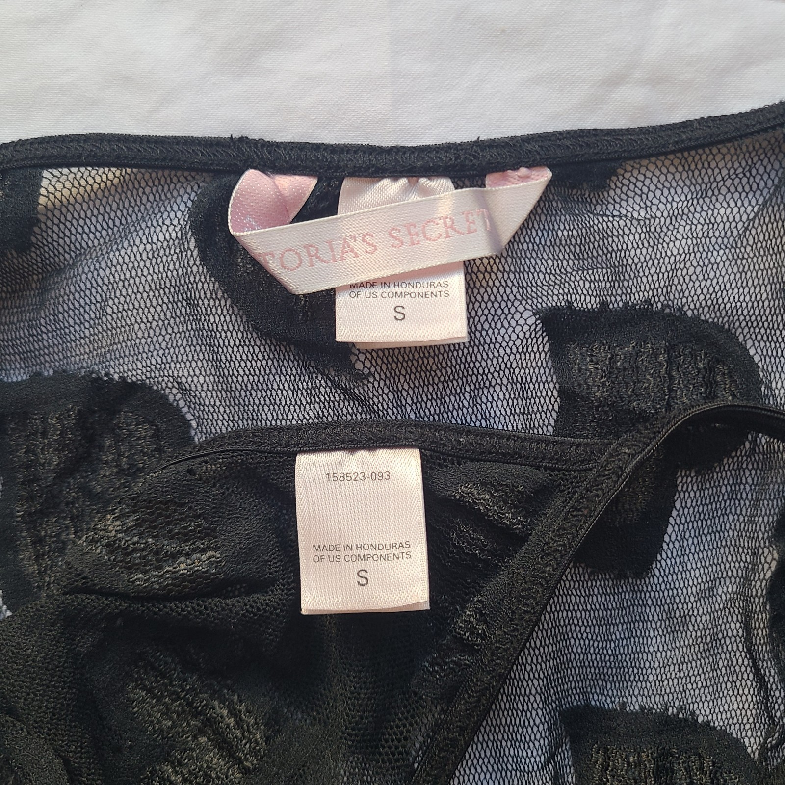 Y2K Victoria's Secret Sheer Mesh Babydoll Top Set S Hearts Flyaway Split Front