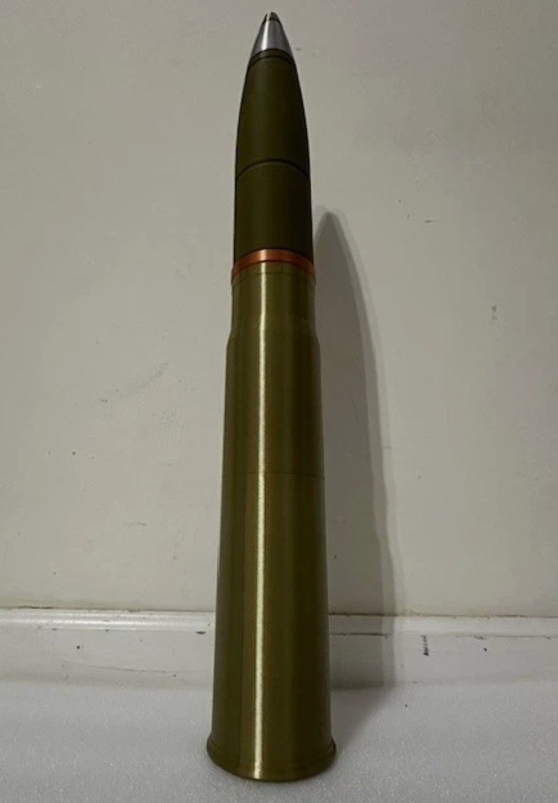 Sherman Tank M48 75mm H.E 3D Printed Display Model Shell with Fuse