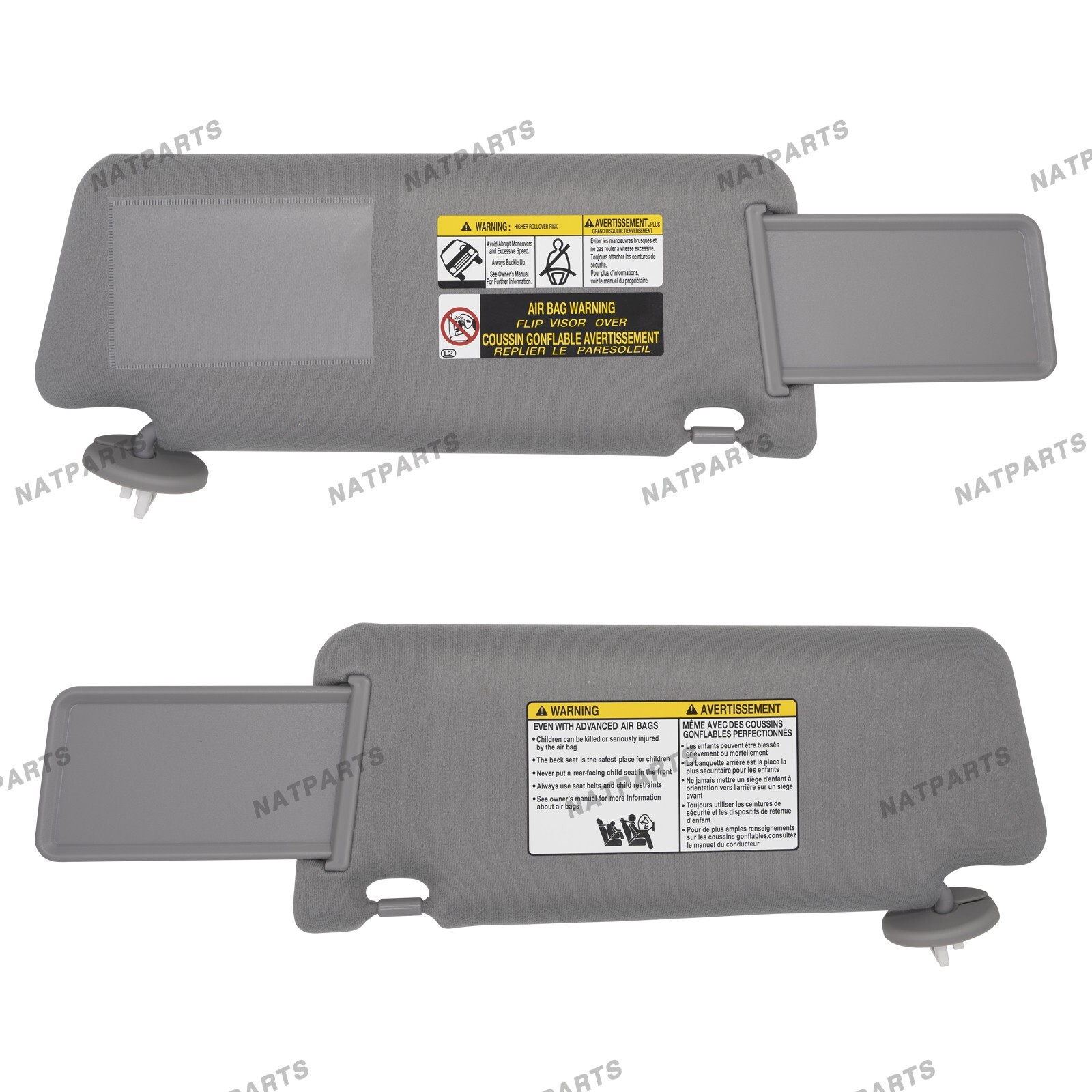 Pair Gray Sun visor w/ Light for Toyota Tacoma 2005-2015 LH RH 7432004210B0