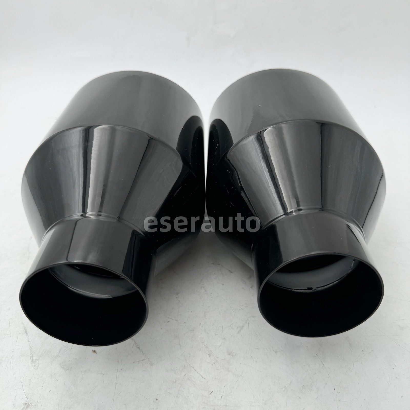 Pair Dodge RT SRT RAM 5″ Big Black Exhaust Tip 2.5″ Inlet Angle Cut Double Wall