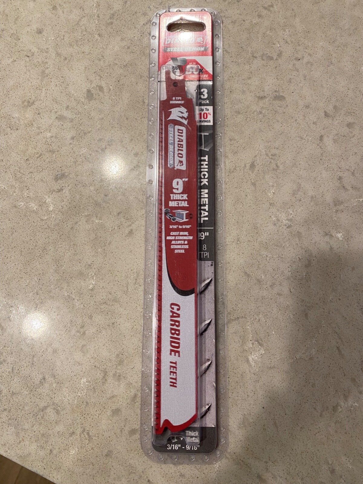 3 Pack Diablo 9" Thick Metal Reciprocating carbide Blade  8TPI DS0908CF3 NEW