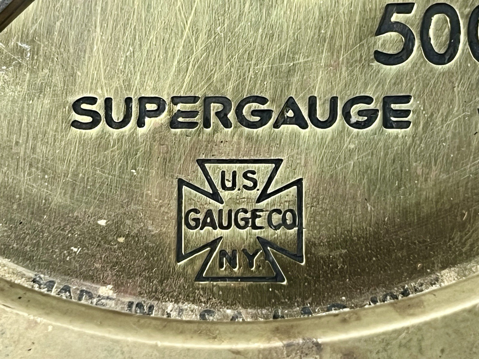 Vintage SUPERGAUGE US Gauge Co NY 7.5” Brass Face Steam Gauge Super Nice !!!