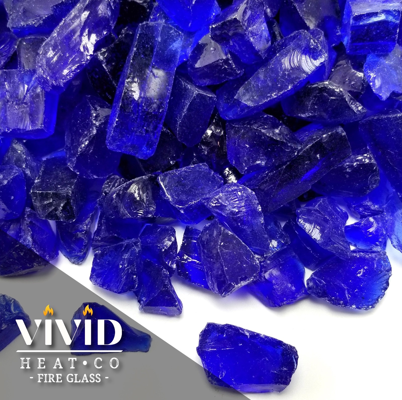VIVID COBALT BLUE 1/2" - 3/4" Large Fireplace Fire Pit Fireglass Glass Crystals