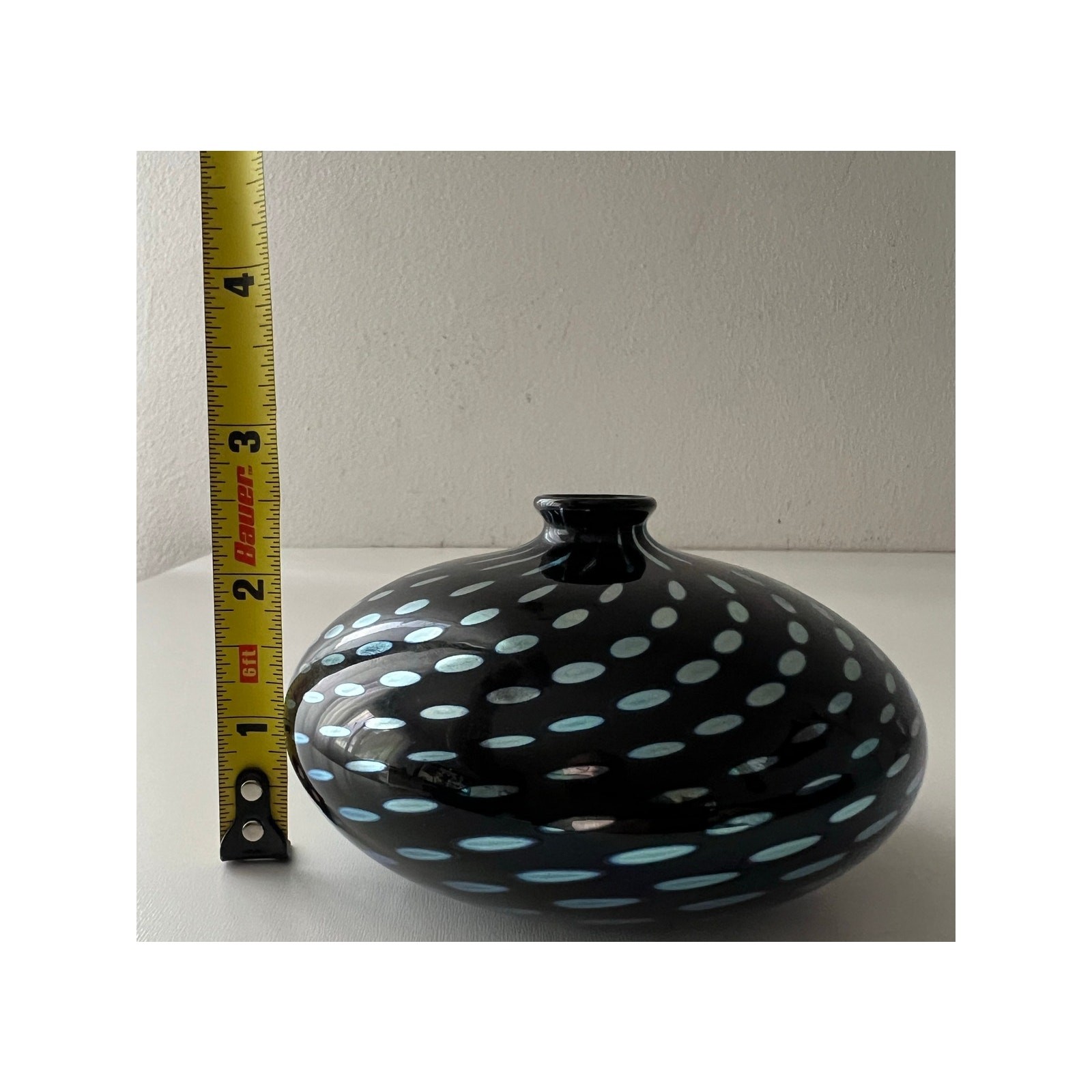 CORREIA Studio Art Glass Vase | Iridescent Blue | Signed Excellent Rare Unique