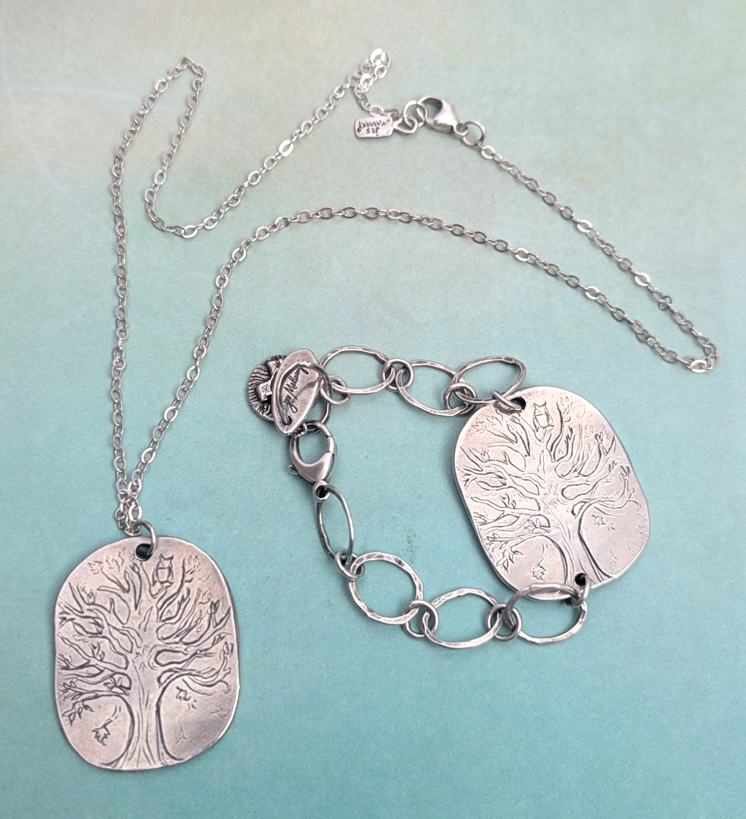 Jes MaHarry Necklace Bracelet Set Stand Strong Tree Of Life Sterling Silver