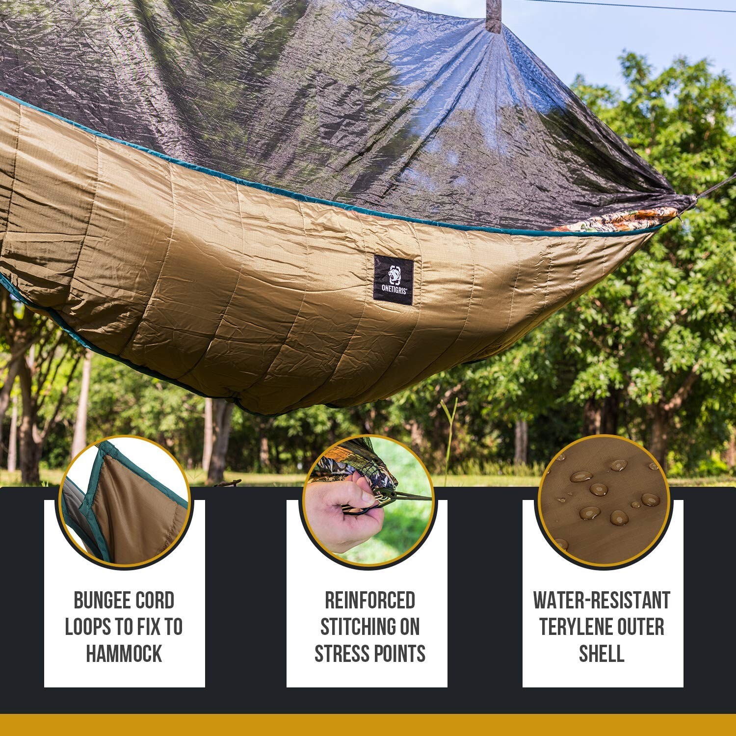 OneTigris Hideout Hammock Underquilt, Full Length Lightweight 4 Season Hammoc...