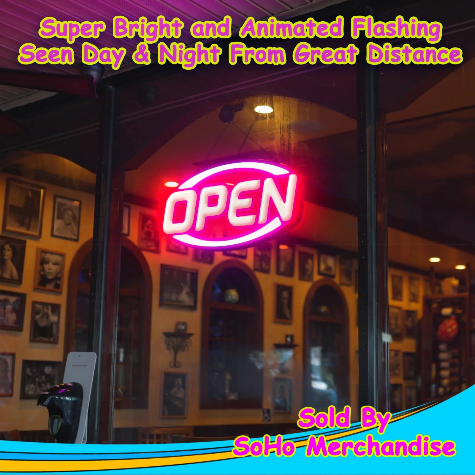 Large LED Open Sign Neon Light Bright for Restaurant Bar Pub Shop Store Business