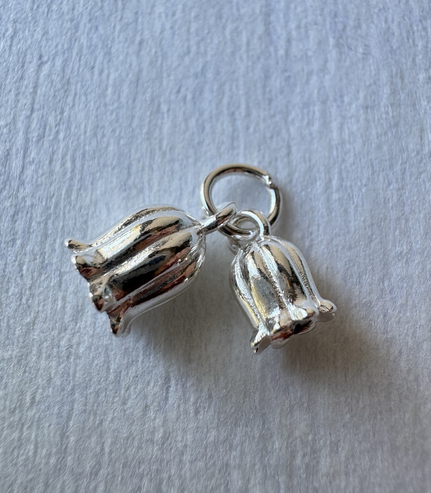 Sterling Silver Lily Of The Valley 925 Set Of 2 Charms 3D Bracelet Stamped New