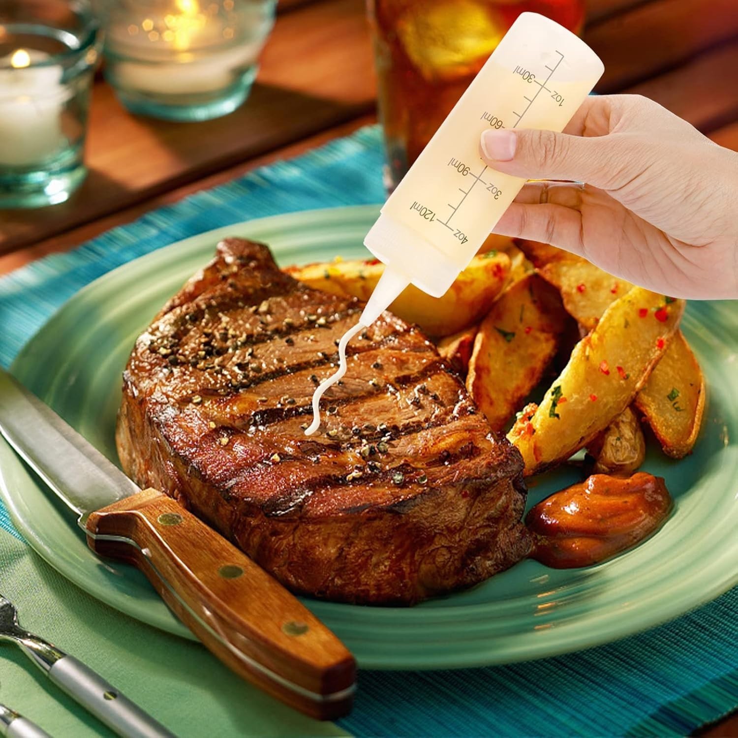 22-Pack 4oz Squeeze Bottles – Plastic Condiment Squirt Bottles w/ Red Tip Caps