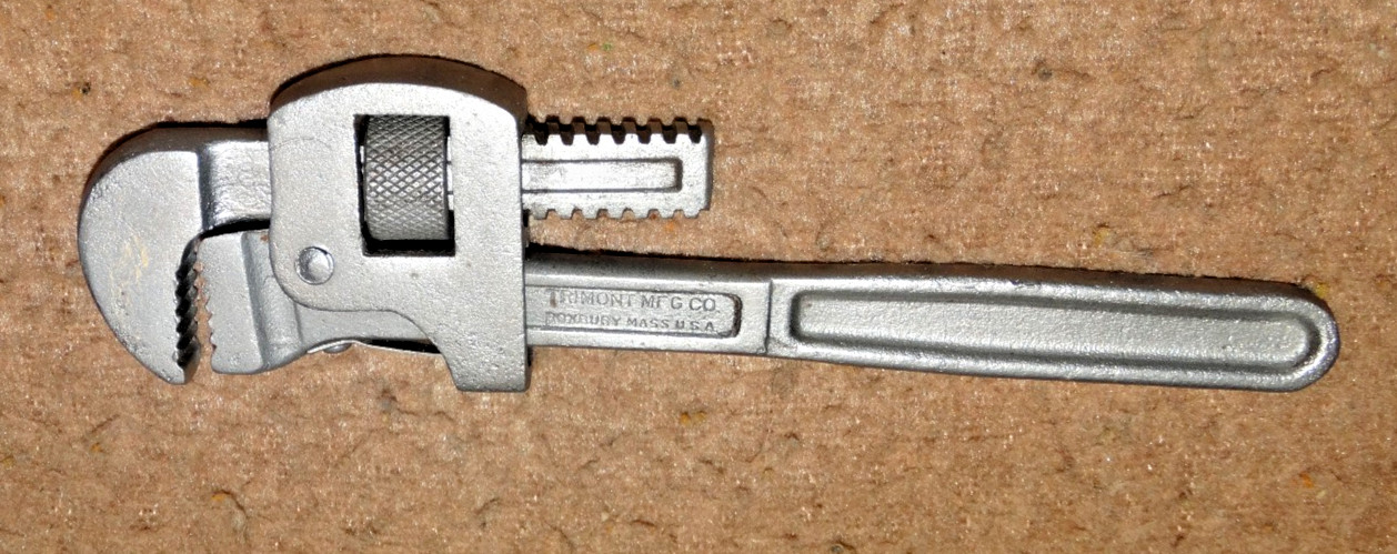 Antique 1890's TRIMONT MANUFACTURING CO. 7" Adjustable Pipe fitting wrench VGC