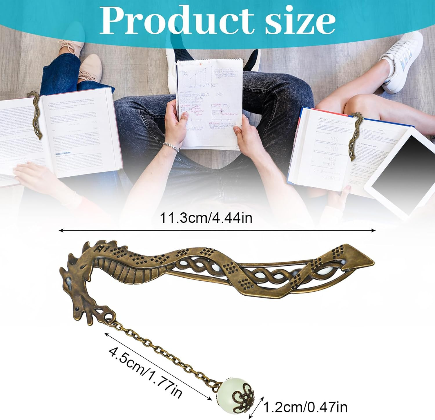 Dragon Bookmark, Fantasy Bookmark Gifts Glow in the Dark, Metal Bookmarks for Bo