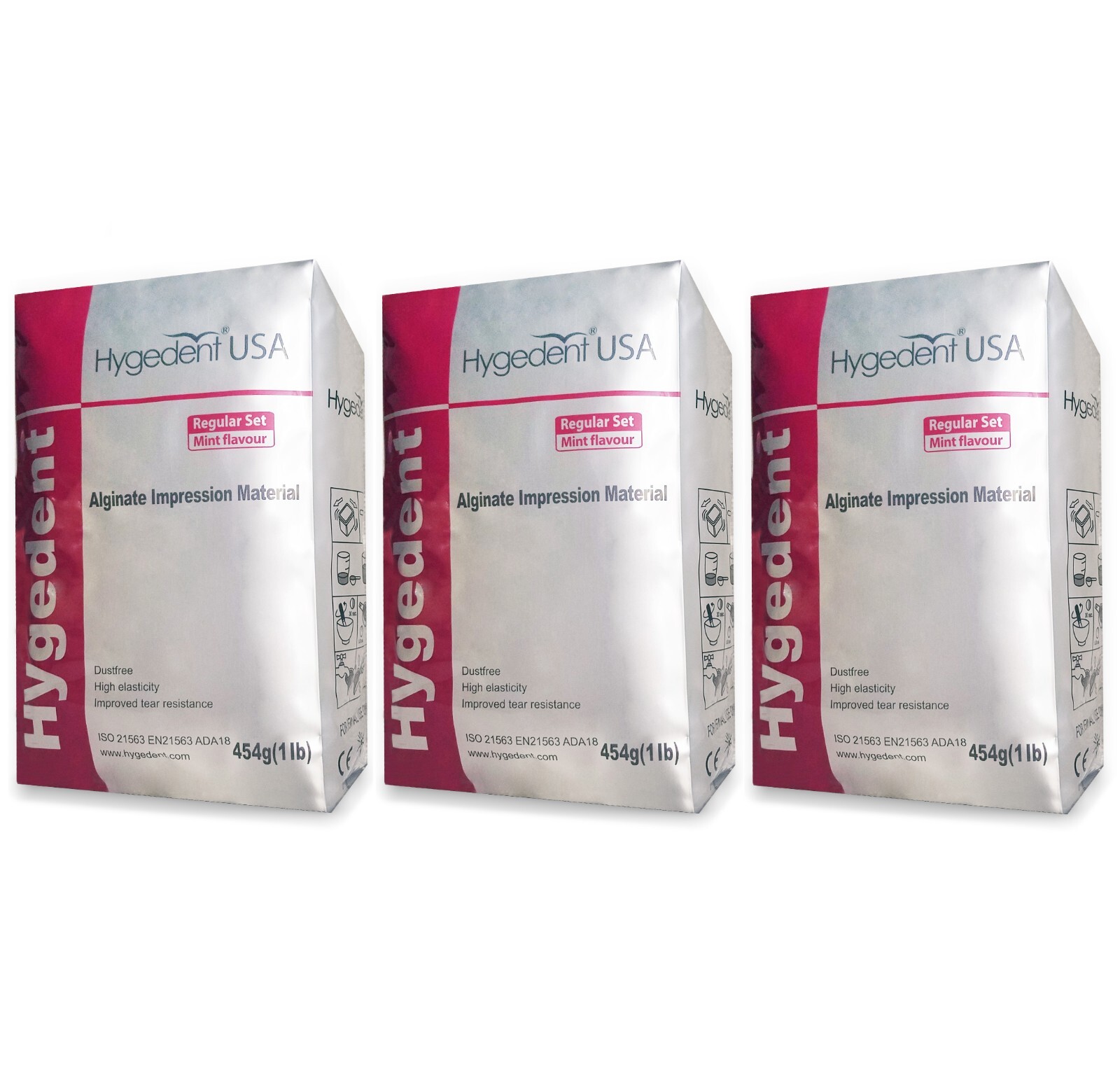 3 x Hygedent Chromatic Dental Regular Set Mint Dust Free Impression Alginate