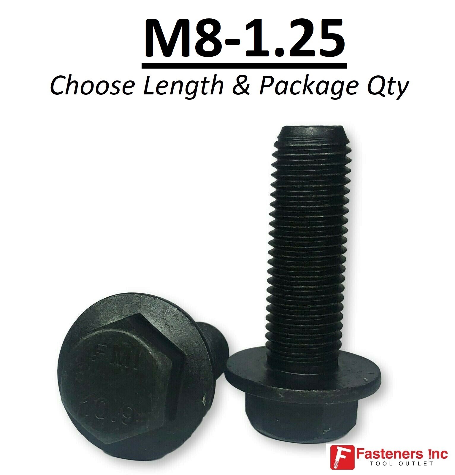 (Choose Length & Qty's) M8-1.25 Grade 10.9 Metric Flange Bolts Black Phos & Oil