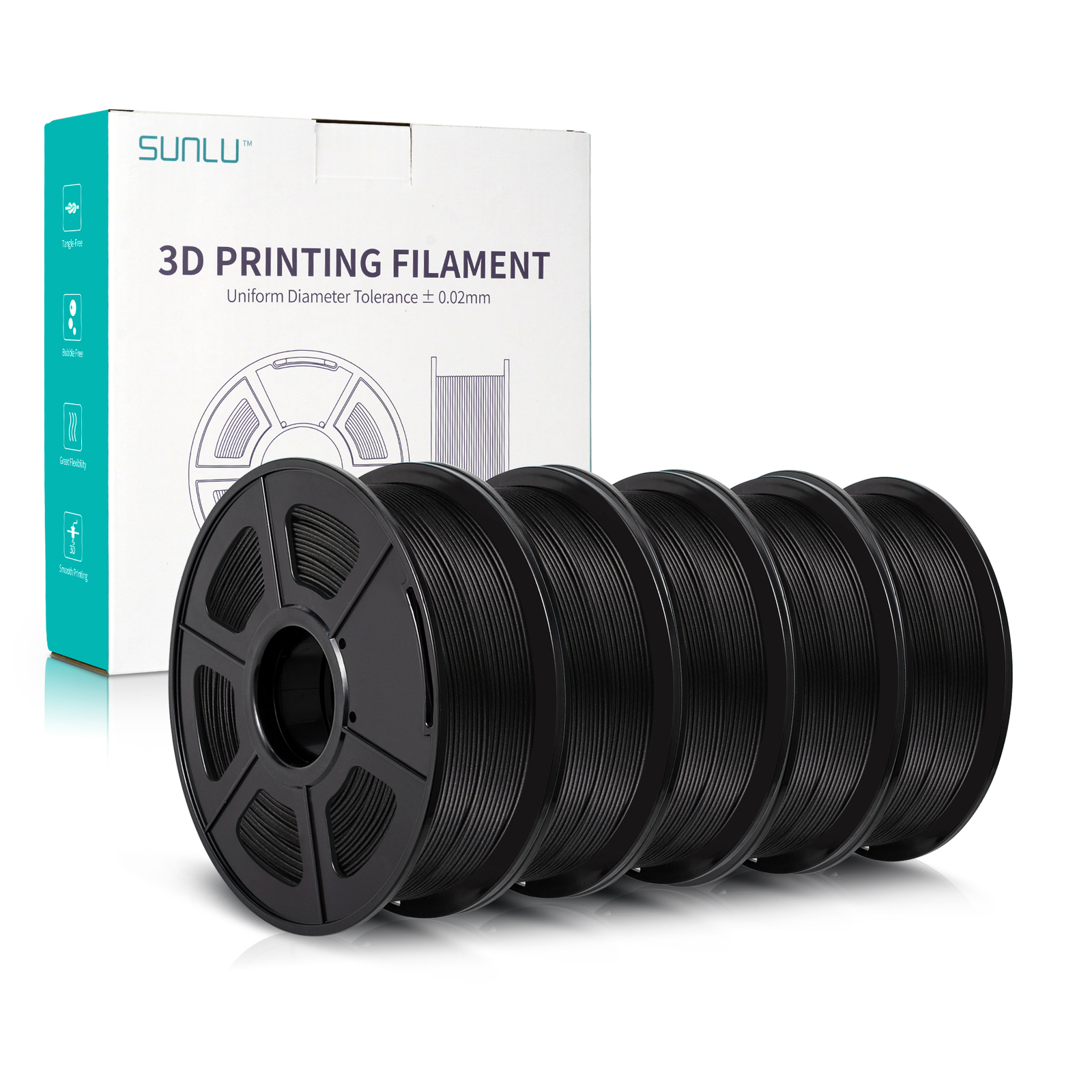 SUNLU 5×1KG PLA Matte PLA+ PLAMETA PETG SILK ABS 3D Filament Combo