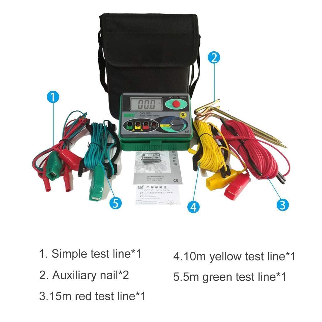 Digital Earth Ground Resistance Tester Megger MegOhmmeter Meter 0~20/200/2000Ω