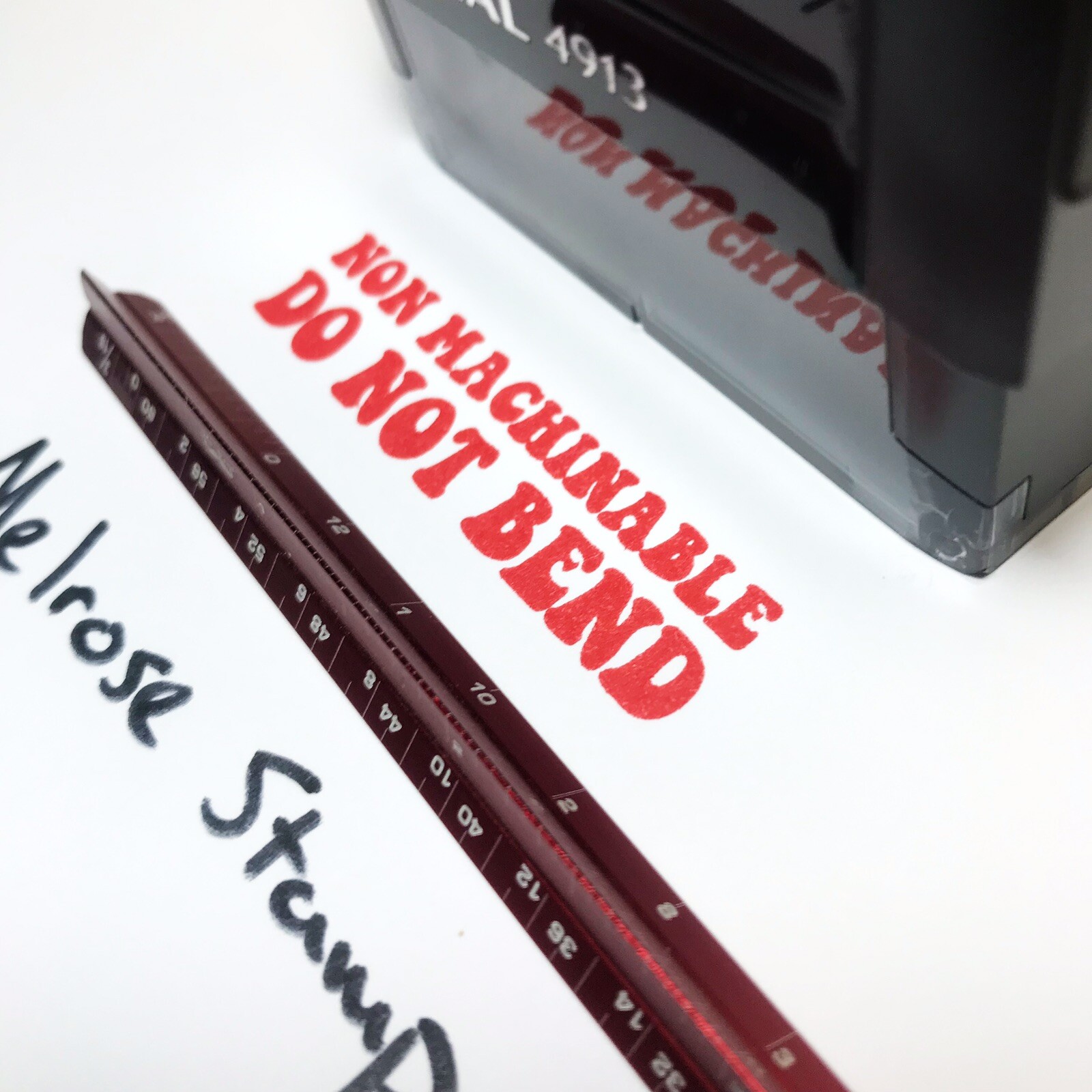 Non Machinable Do Not Bend Rubber Stamp Red Ink Self Inking Ideal 4913