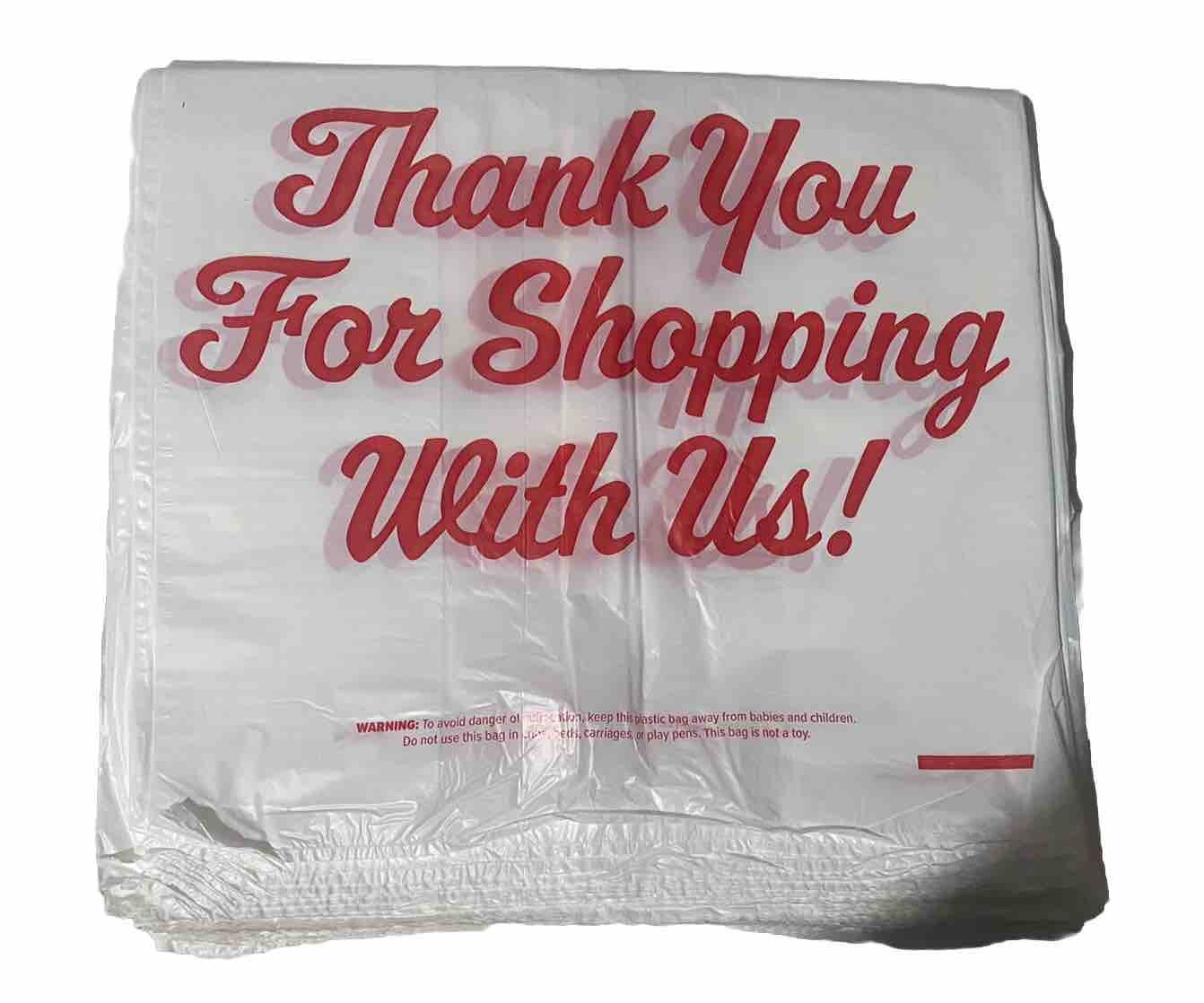 Bags 1/5 Large 23 x 13 x 8" Thank You" T-Shirt Plastic Grocery Shopping Bags