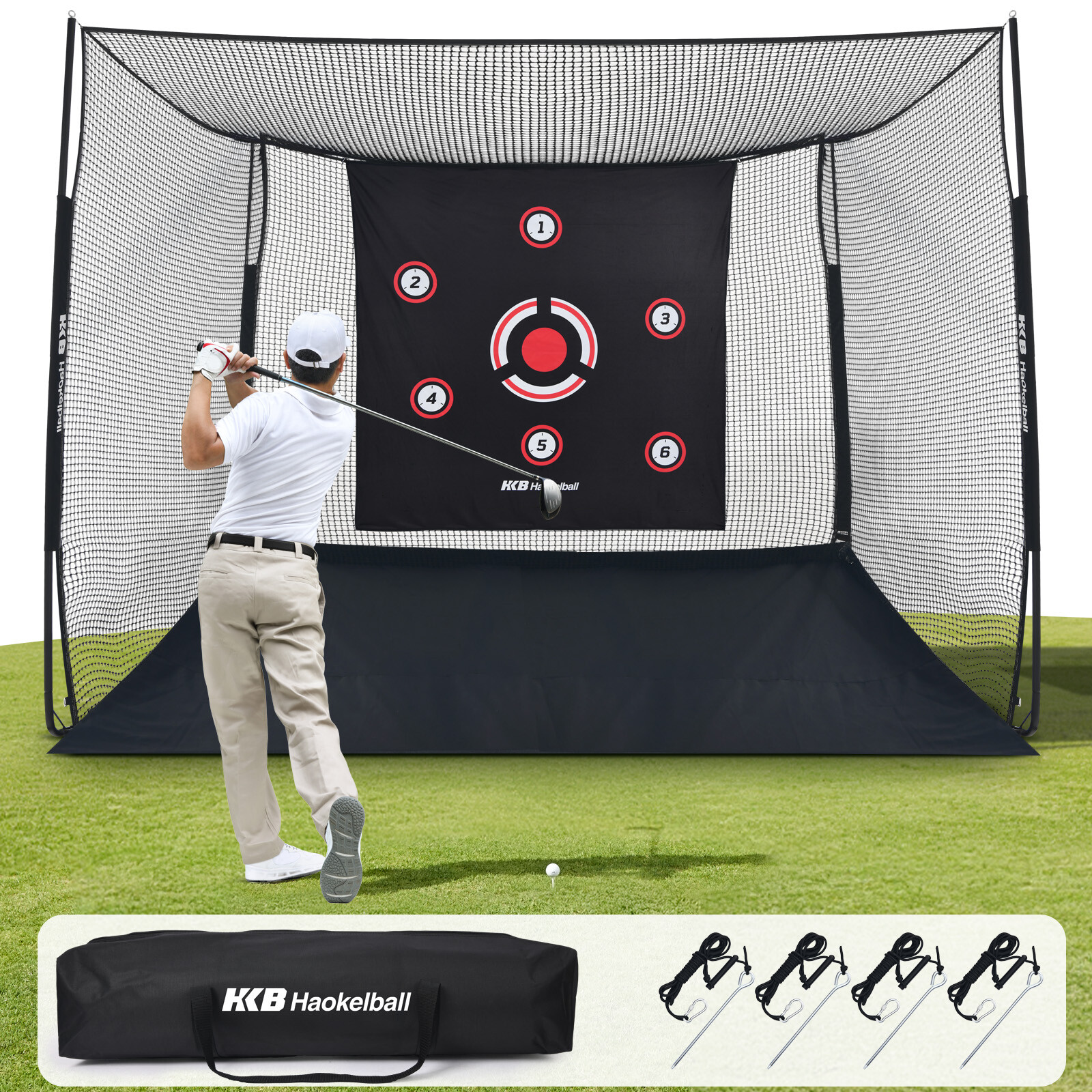 Golf Hitting Cage 10x8x6ft Golf Practice Net Heavy-Duty Steel Frame for Backyard