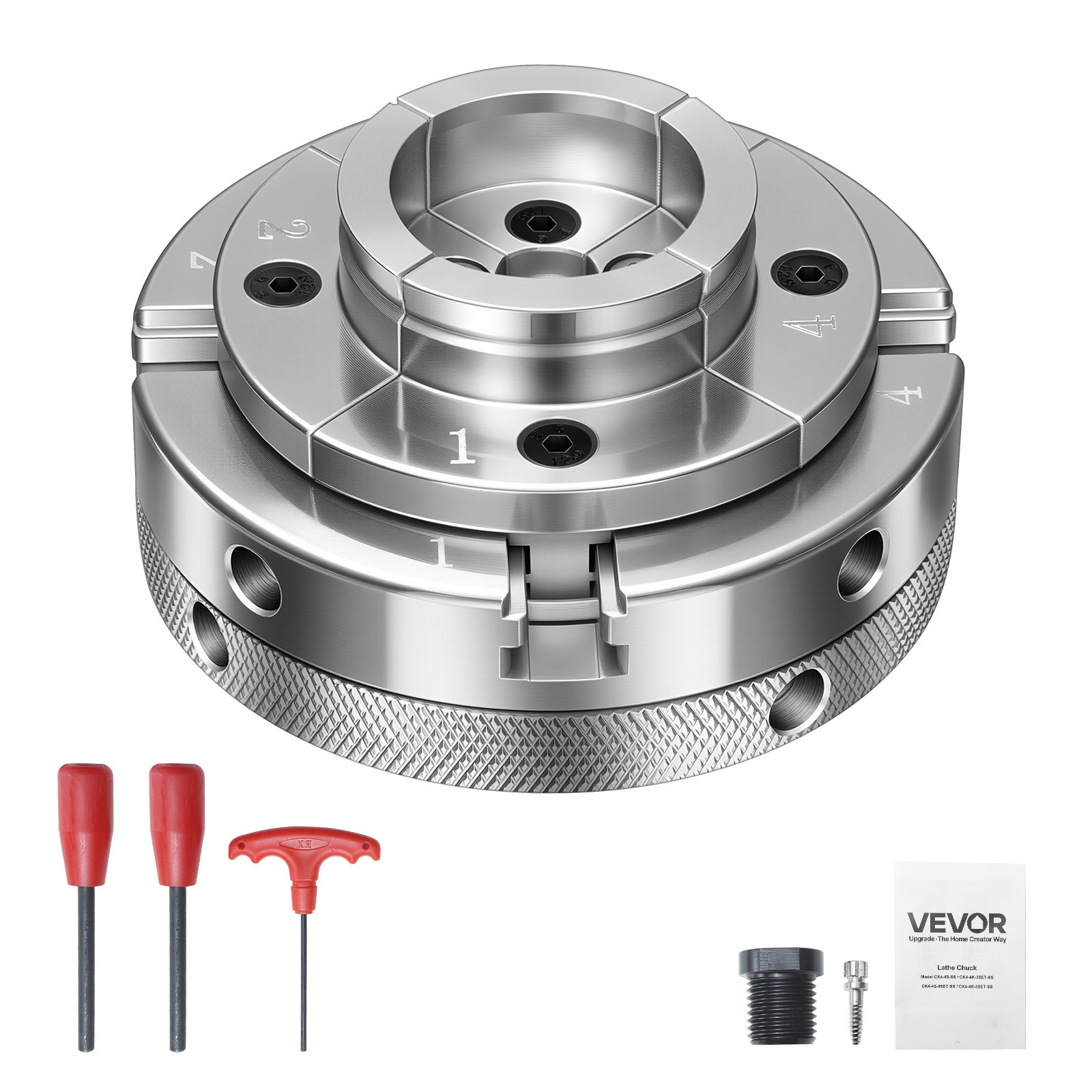 VEVOR 4 Inch Wood Lathe Chuck 4-Jaw Self-Centering Turning Chuck for Woodworking