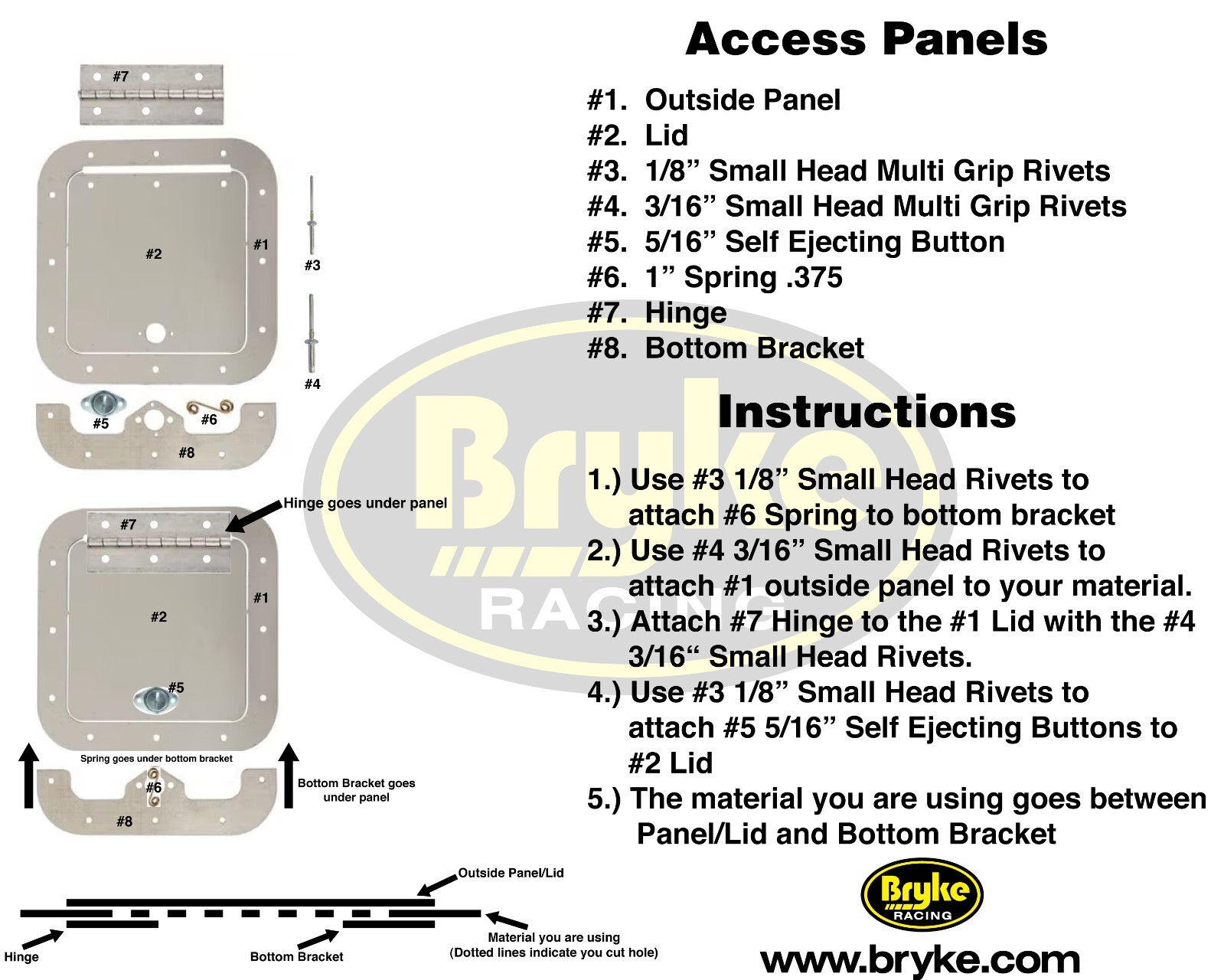 Aluminum Access Panel Door Sheet metal Modified Late Model Dirt 6 x 6 6" x 6"