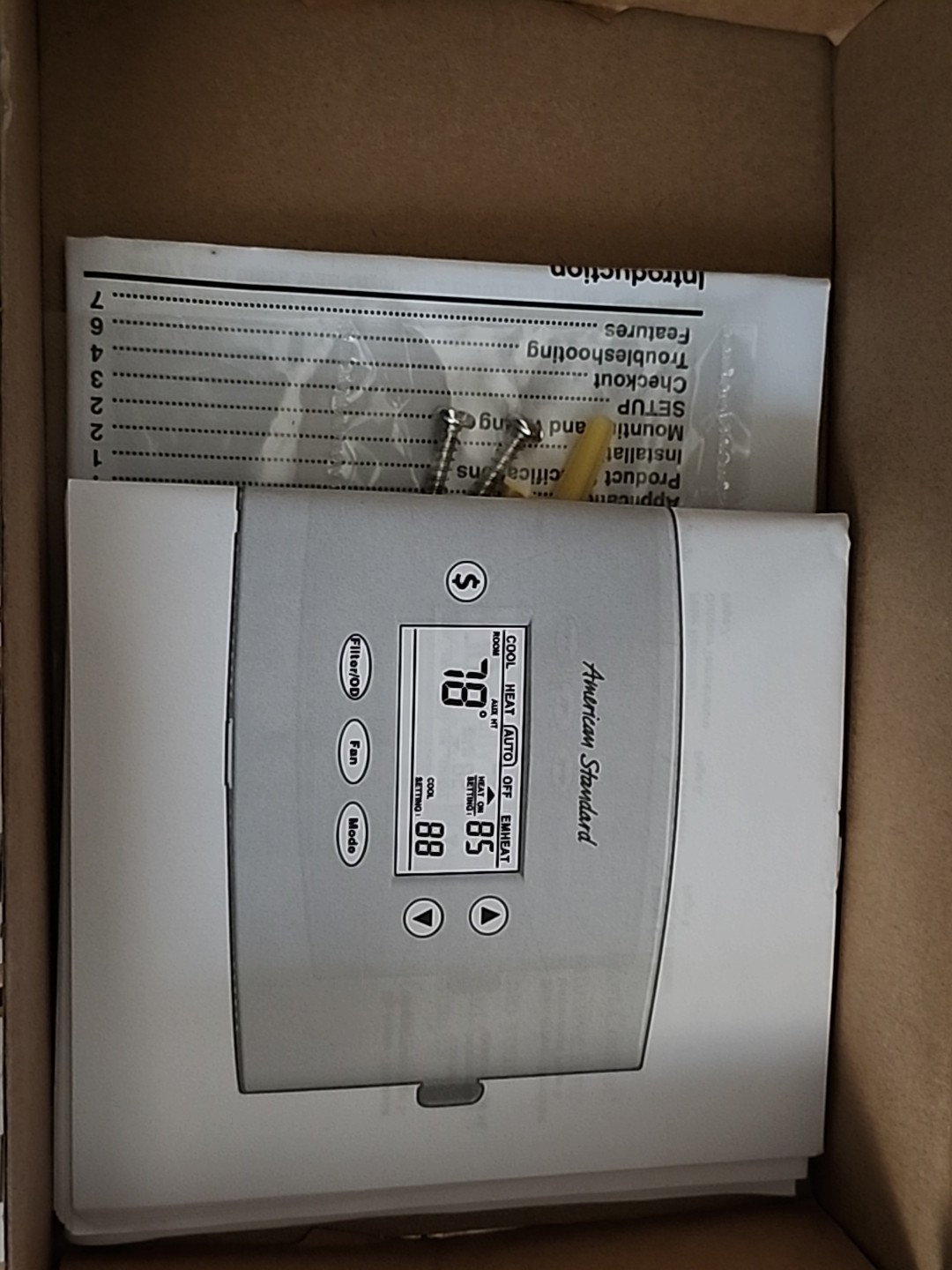 AMERICAN STANDARD HEATING & AIR CONDITIONING THERMOSTAT MODEL ACONT401AN21MAA