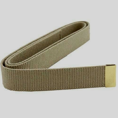 U.S MILITARY KHAKI HEAVY WEB BELT WITH BRASS PLATED TIP BELT ONLY USA MADE 44"