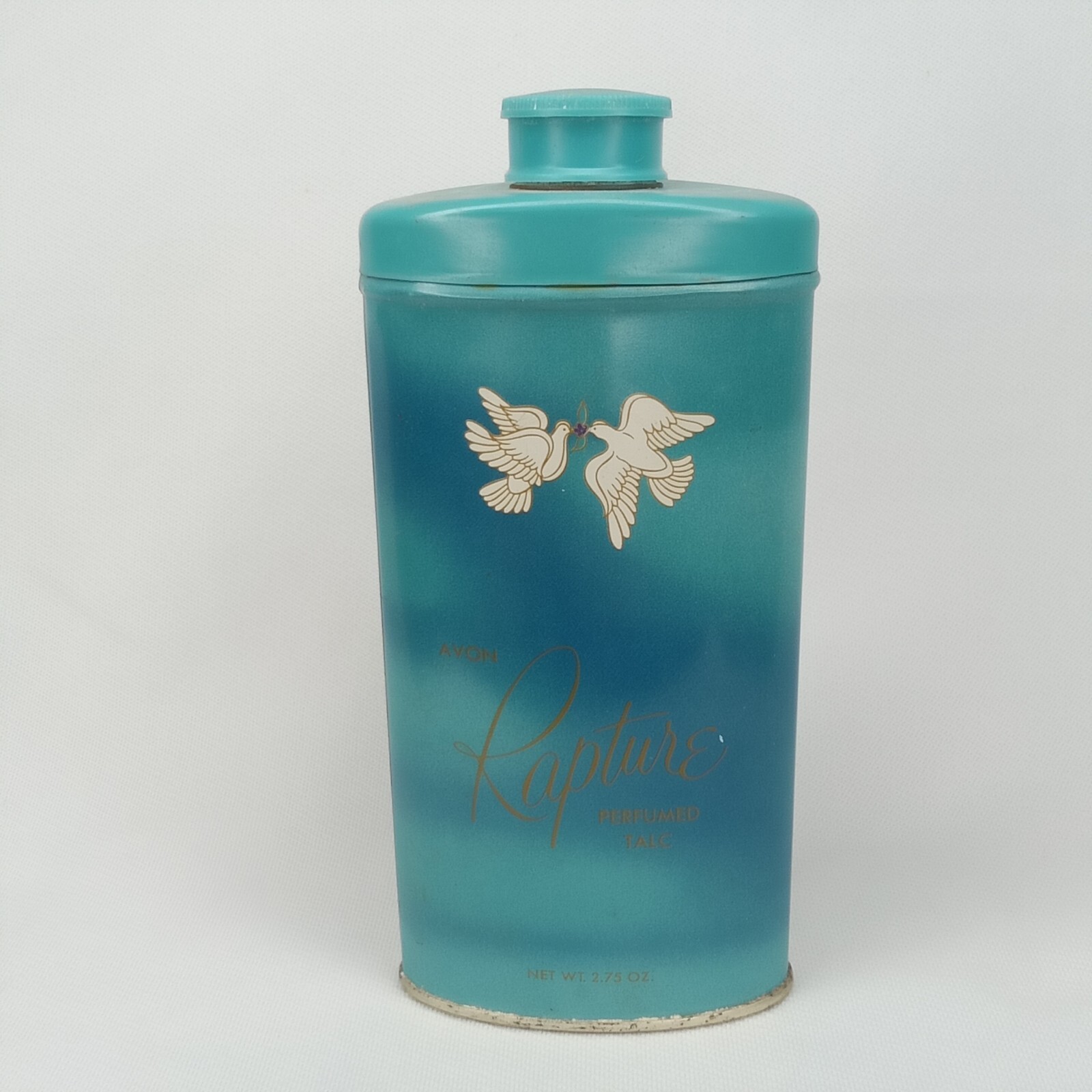 Vintage 1960s Avon Rapture Perfumed Talc Talcum Powder Original Blue Metal Tin