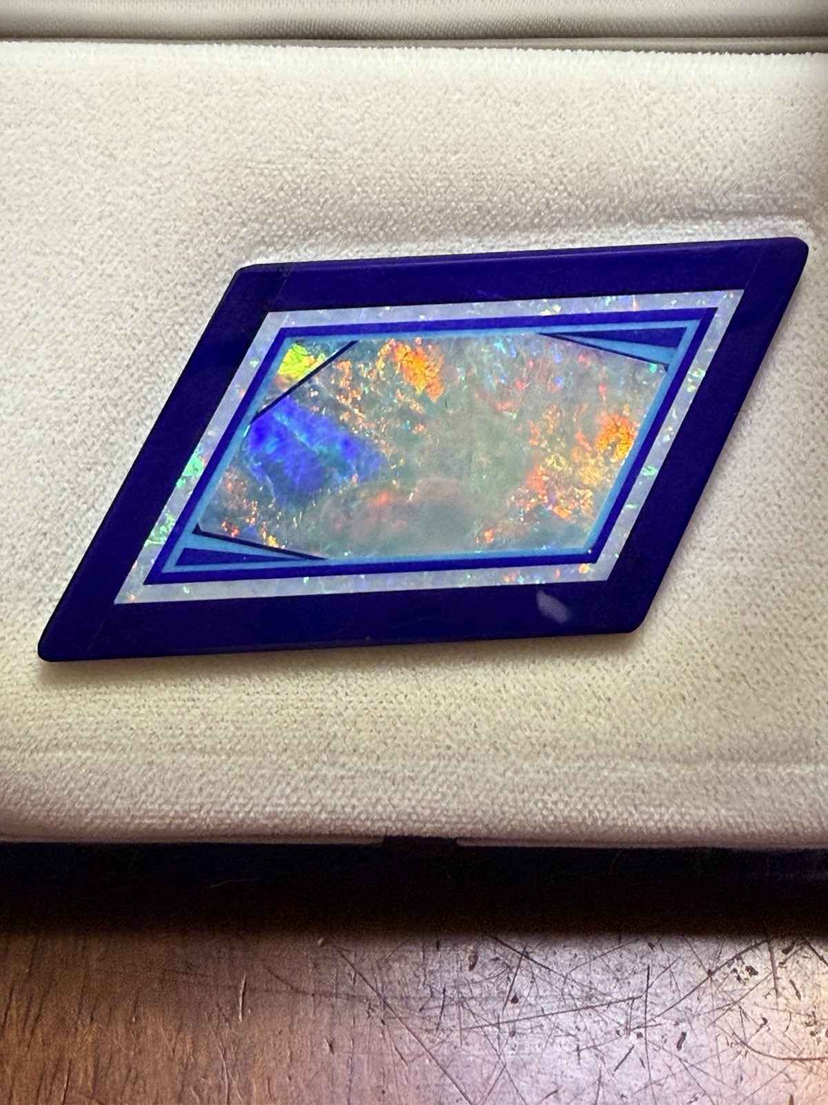 Jim Kaufmann Lapis Lazuli Opal Turquoise Intarsia 46.34ct Signed H62 Lapidary