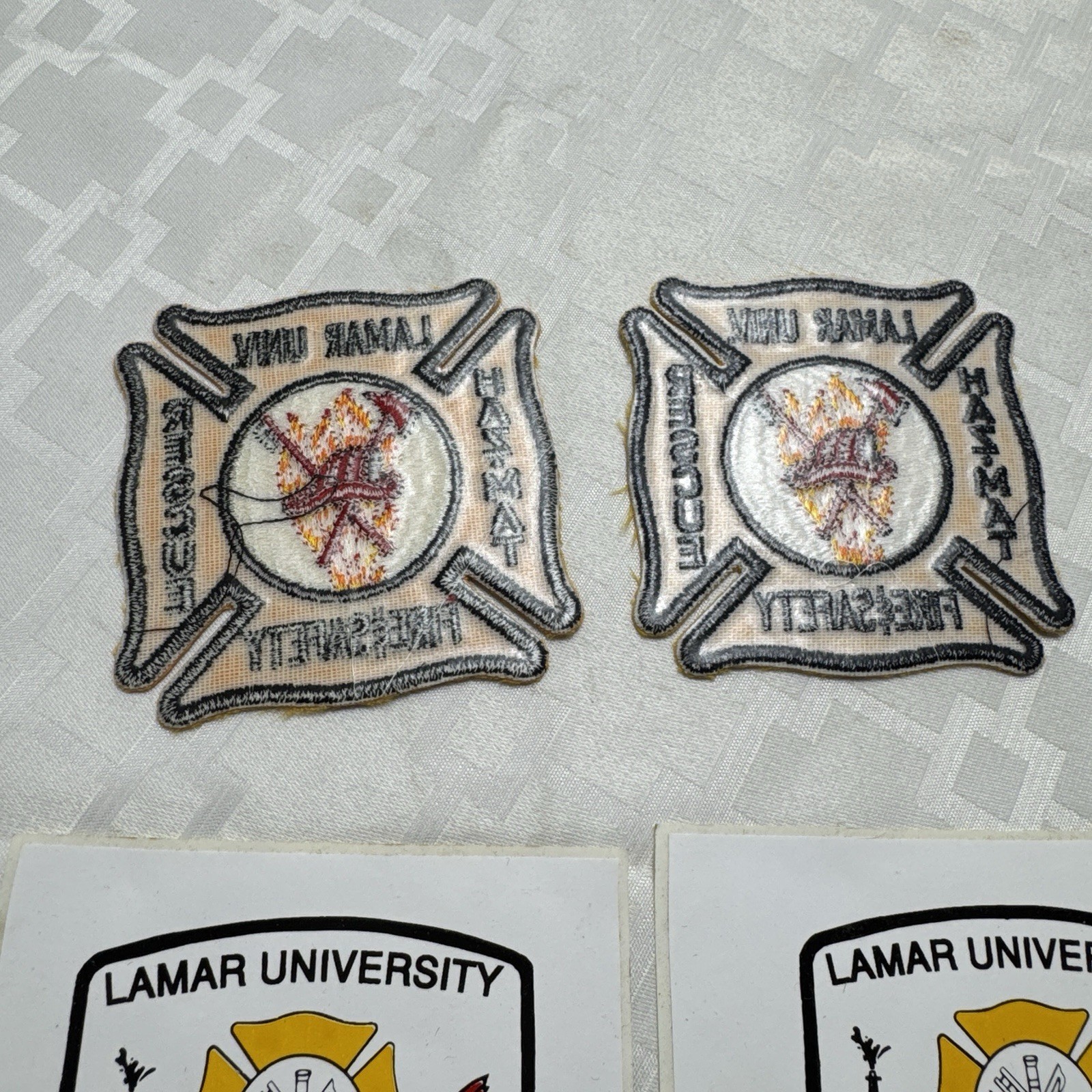 Vintage Lamar University Firefighter Embroidered Patches Stickers Fire Rescue