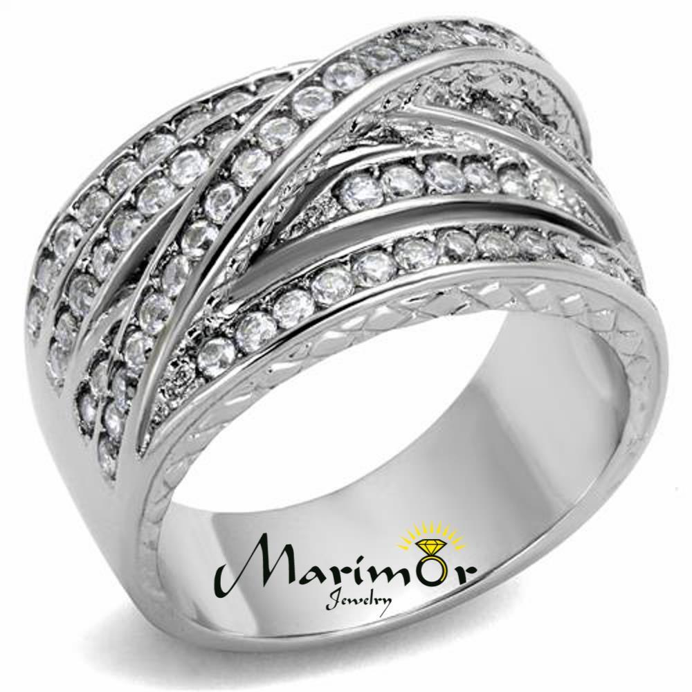 Women's Round Cut Cubic Zirconia Stainless Steel Anniversary Ring Size 5-10