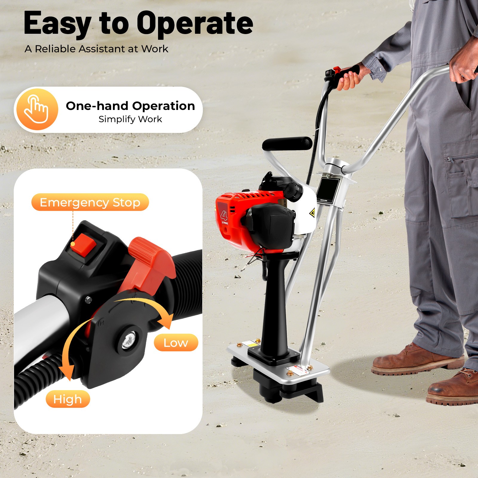 4 Stroke Gas Power Vibrating Concrete Power Screed Finishing Engine For 5m Ruler