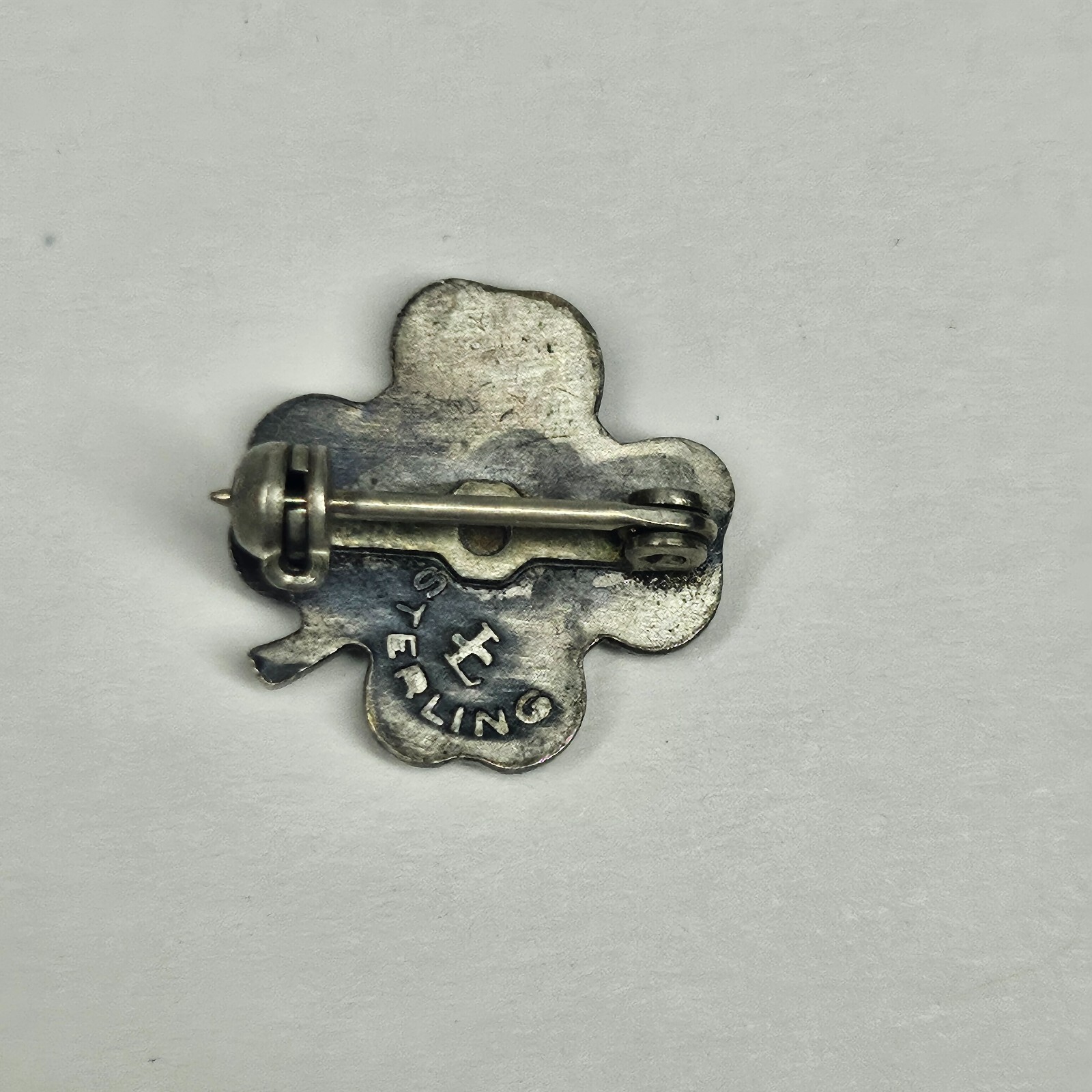 4H Lapel Pin 4 Leaf Clover Sterling Silver Vintage