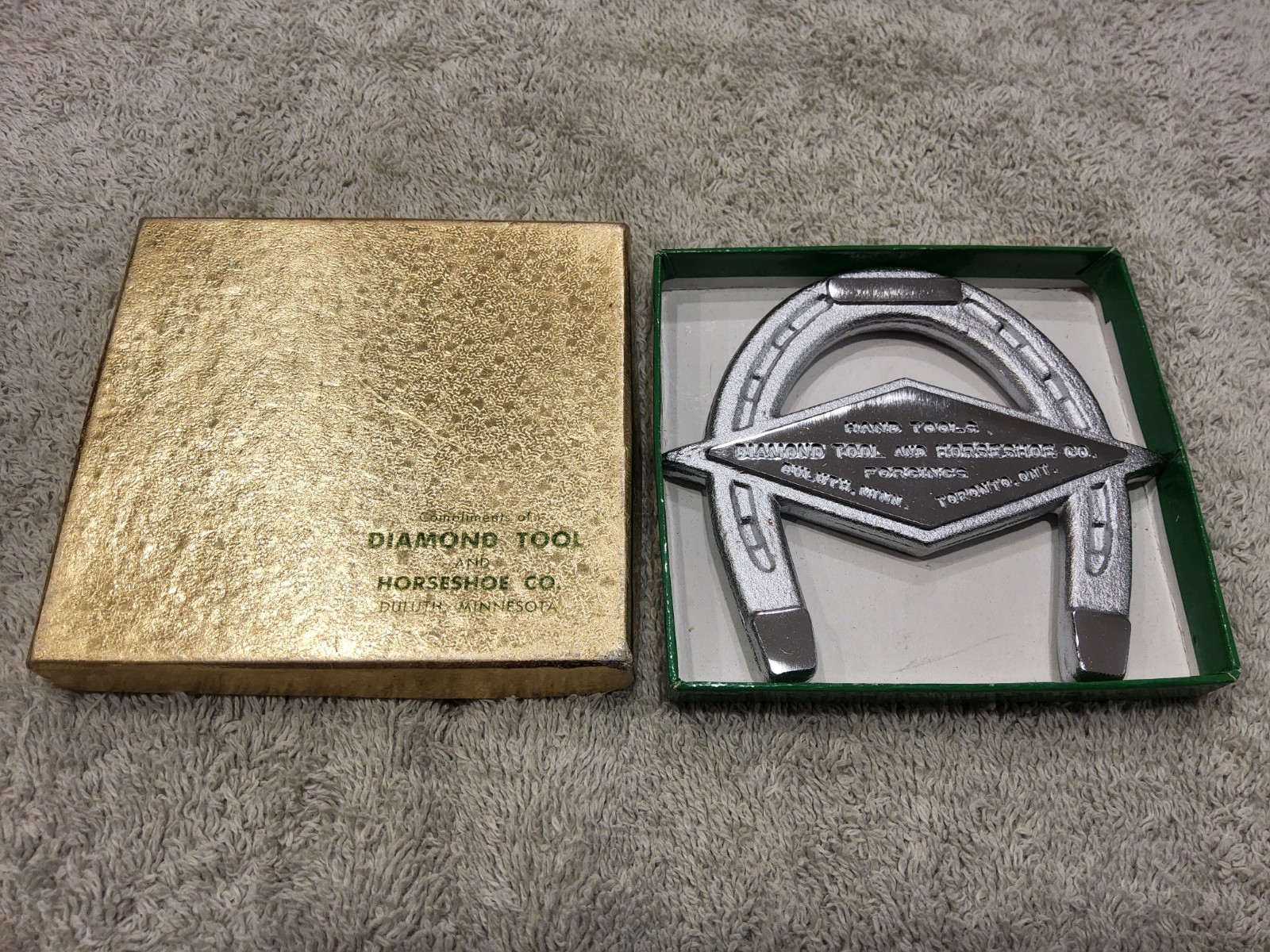 Vintage Chrome DIAMOND TOOL & HORSESHOE Co 50th ANNIVERSARY With ORIG BOX
