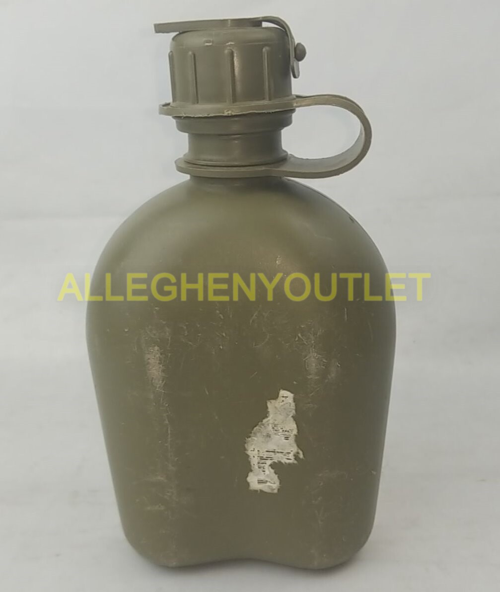 US Military 1 Quart Canteen Hard Plastic OD Green 1QT NBC Cap Army Field Gear VG