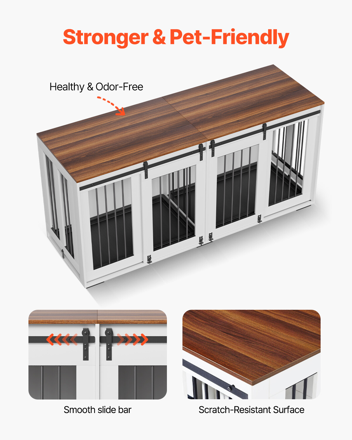 Dog Crate Furniture 72 in Indoor Wooden Dog Kennel with Tray Heavy Duty