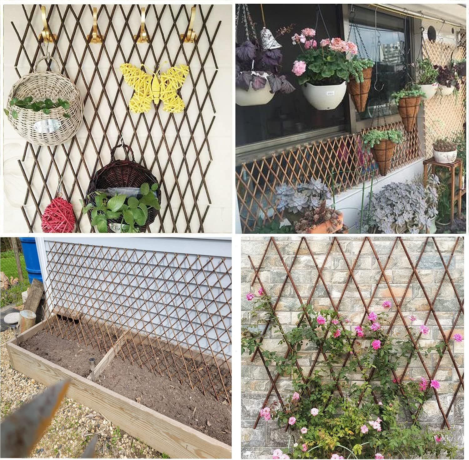 2 Pack Willow Expandable Lattices Fence，Garden Fence Trellis for Climbing Plants